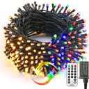 Brizled Christmas Lights Outdoor, 500 LED Color Changing Christmas String Lights with Remote, 180.4ft 11 Modes Tree Light Warm White & Multicolor Green Wire Xmas Light for Xmas Party Home