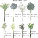 FOTEEWL 70 Pcs Artificial Greenery Stems Box Set,with 8 Kinds of Faux Plants and Fake Flowers for DIY Bridal Bouquets Wedding Floral Arrangement Table Centerpieces Decoration (Sage Green & White)