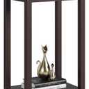 FOTOSOK Tall End Table with 2-Tier Storage Shelf, Small Sofa Side Table Nightstand for Living Room Hallway Small Spaces, Dark Brown (Drak Brown)