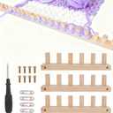 3pcs Chunky Knitting Blanket Loom Foldable, 35.4 Inch Thick Wooden Chunky Yarn Blanket Crochet Loom Frame with 1 Screwdriver & Assembly Tools Portable for DIY Blanket Throw Afghan Beginners Friendly