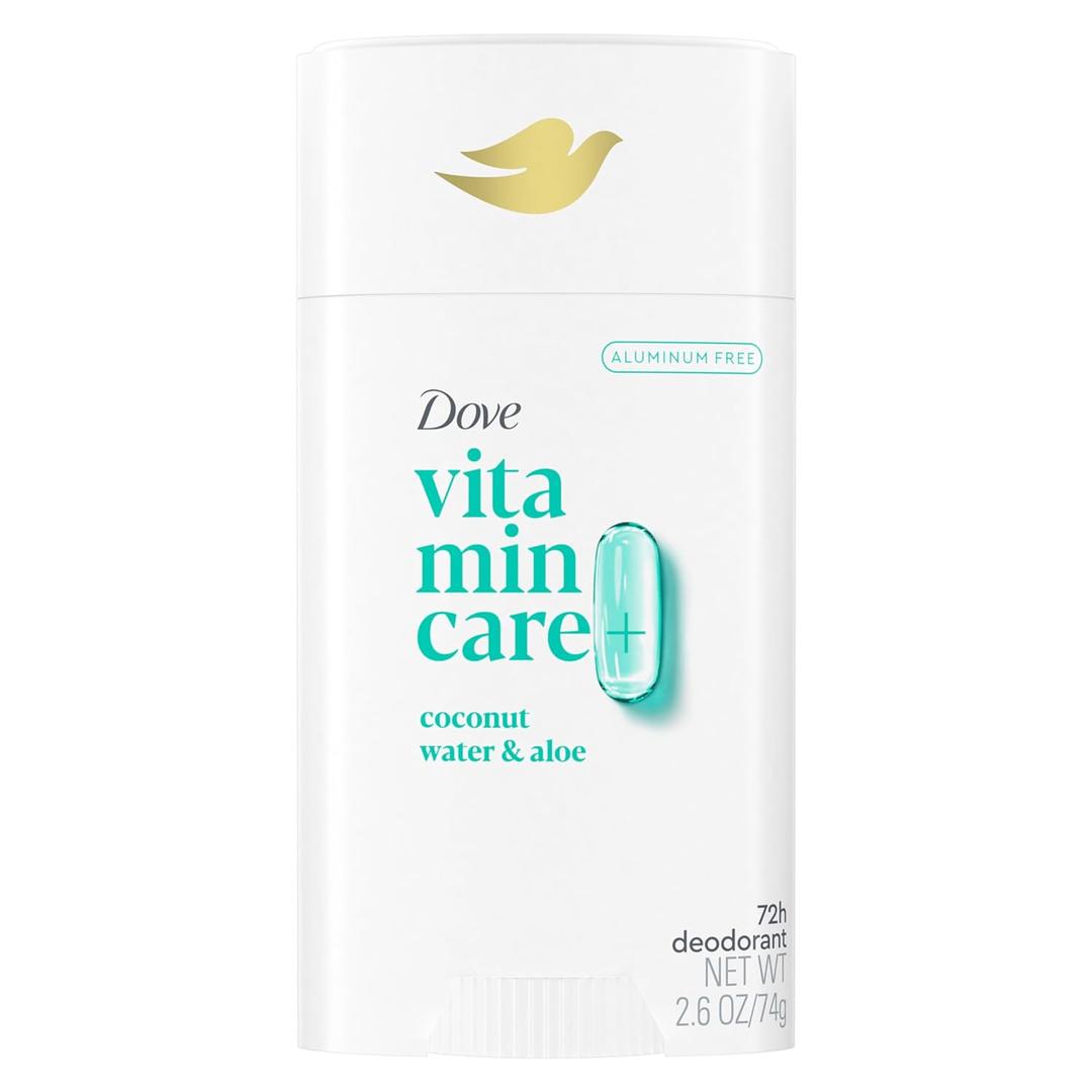 Dove VitaminCare+ Aluminum Free Deodorant Stick Coconut Water & Aloe for 72H Odor Protection Breathable Deodorant for Women 2.6 oz (2.6 Ounce (Pack of 1))
