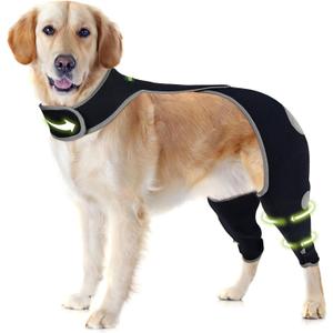 Dog Sleeve to Prevent Licking, Dog Recovery Sleeve, Wear-Resistant Dog Hind Leg Brace, Dog Leg Sleeve Protects Wound, Prevents Skin Damage, Dog Cone Alternative, with Reflective Material- L