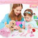 14PCS Dog Toys for Kids, Walking Barking Electronic Interactive Plush Puppy Toy with Carrier and Accessories, Pet Care Toy Set for Kids, for Girls and Boys 3 4 5 6+ Year Old (Pink)