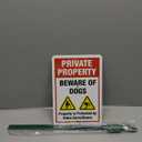 SmartSign Private Property Beware of Dogs Sign with Stake | 21" Tall Sign & Stake Kit - Property Protected by Video Surveillance For Yard/Lawn | 10x7 Inches Aluminum Made in USA