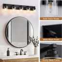 5-Light Matte Black Bathroom Vanity Light, Clear Glass Shade