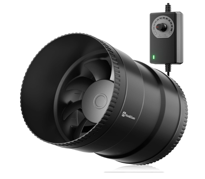 Hon&Guan 6 Inch Inline Booster Duct Fan with Speed Controller  345 CFM Airflow with 19.2W UltraLow Power and Low Noise