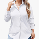 IN'VOLAND Women's Plus Size Button Down Shirts Long Sleeve Collared Casual Shirt Office Work Blouse Tops, Size XL