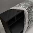 Paper Plate Dispenser, Paper Plate Holder for Kitchen Counter, Wood Rustic Silverware Utensil Caddy, Cutlery Flatware Organizer Box for Cups Spoons Forks Plates Napkins, Kitchen Accessories (Black)