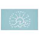 Jvpke Blue Beach Door Mat, Happiness Comes in Waves Blue Beachy Door Mat Indoor Outdoor Entrance Porch, Ocean Coastal Nautical Bath Mats for Bathroom, Beachy Welcome Mats, 17x30 Inches
