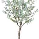 4ft Artificial Eucalyptus Tree, Fake Eucalyptus Tree with White Silver Dollar Leaves, Silk Faux Eucalyptus Tree with Plastic Nursery Pot, Artificial Plants for Home Office Indoor Decor,1 Pack