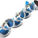 ZUNEA Small Dog Shoes for Hot Pavement Summer Breathable Mesh Boots Adjustable Non Slip Zipper Pet Dogs Booties White PU Paw Protector Blue 5# (5# (LxW: 2.3 * 1.85"))