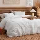 Bedsure Queen Comforter Set, White Soft Prewashed Bedding for All Seasons, 3 Pieces GentleSoft Bed Set, 1 Lightweight Comforter (90"x90") and 2 Pillowcases (20"x26")