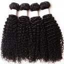 Mongolian Kinkys Curly with Closure Human Hair 4Bundles(50g/bundle) with Lace Closure Mongolian Curly Hair Weave Bundles with Closure(14/14/16/16+14" closure,Natural Black)