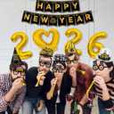 New Years Eve Party Supplies 2026 - 40PCS Happy New Years Decorations for 12 Guests Includes Banner,Gold 2026 Balloon,Hats,Tiaras and Squawkers for Nye 2026 Celebrations