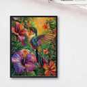 Funchey Stamped Cross Stitch Kits, DIY Cross Stitch Pattern for Adults Beginners Needlepoint Kits Embroidery Kit Arts and Crafts 11CT-Hummingbird Flowers 18x18 inchs