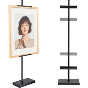 Adjustable Tabletop Easel Stand, Picture Easels for Display Up to 28" H, Metal Picture Frame Holder Stand for Art Photo, Tabletop Art Easel Stand, Black