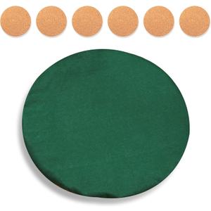 Katai Poker Table Cover - Green Felt Casino Style for Game Night, Poker, Mahjong, Board Games, Round Table Top, 36-45 Inch, Noise Reducing, Slip Prevention, Smooth Fabric, Includes 6 Cork Coasters