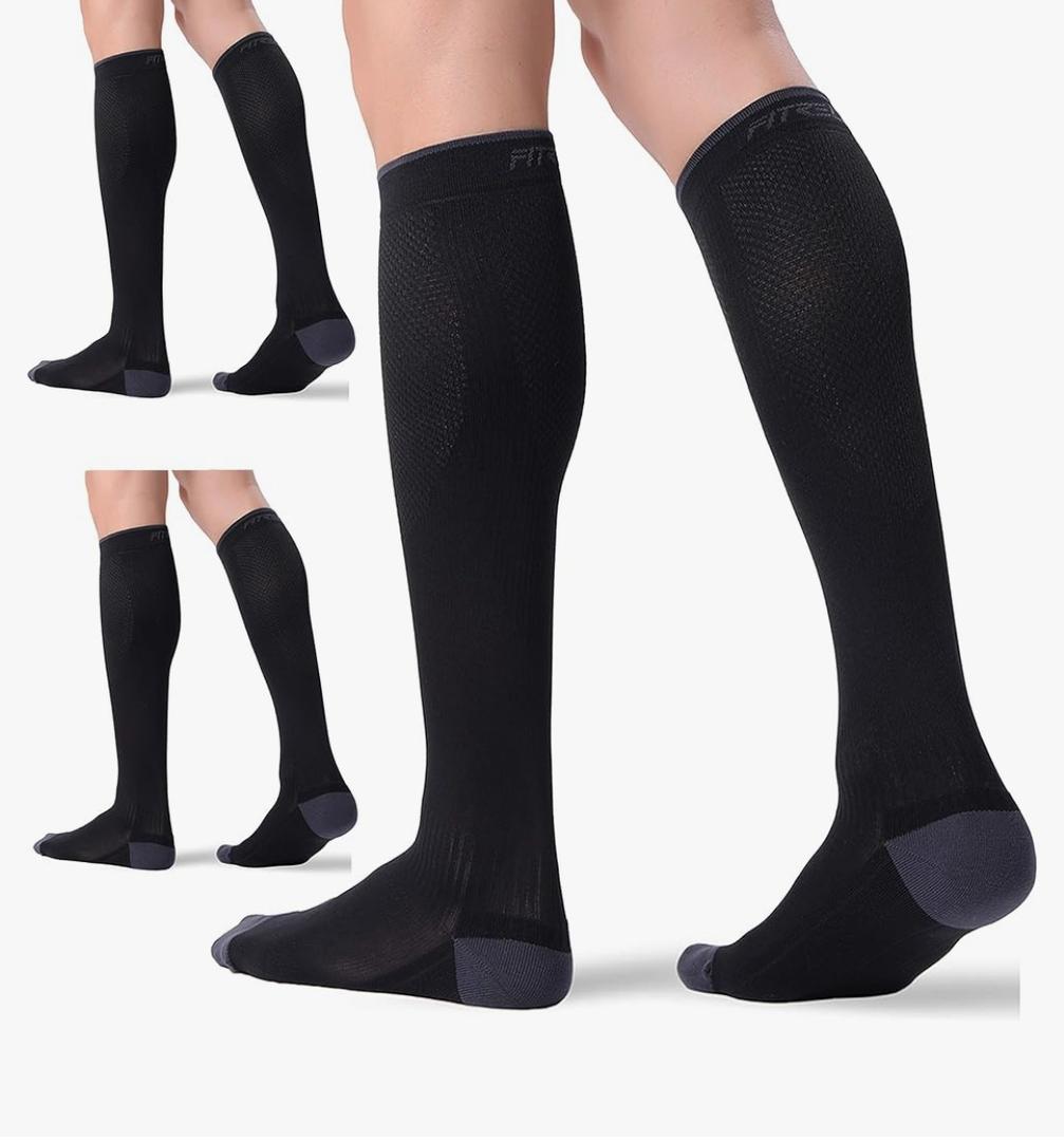 FITRELL 3 Pairs Compression Socks for Women and Men 20-30mmHg-Circulation Support Socks, L/XL
