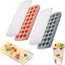 2 Pack Heart-Shaped Ice Cube Trays with lid and bin - 48 Holes Silicone Mini Heart Ice Cube Tray, BPA Free and Dishwasher Safe, Fun Shape Ice Cube Mold, Easy to Remove
