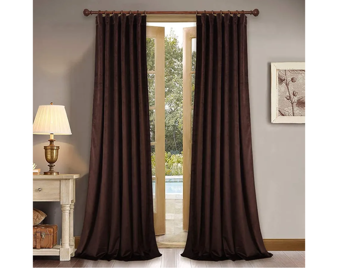 StangH Brown Velvet Curtains 84 inches Back Tab Soft Thick Blackout Thermal Insualted Window Drapes for Patio Door Blinds Elegant Home Decoration, W52 x L84, 2 Panels