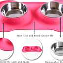 Hubulk Pet Dog Bowls 2 Stainless Steel Dog Bowl with No Spill Non-Skid Silicone Mat + Pet Food Scoop Water and Food Feeder Bowls for Feeding Small Medium Large Dogs Cats Puppies (Large, Pink)