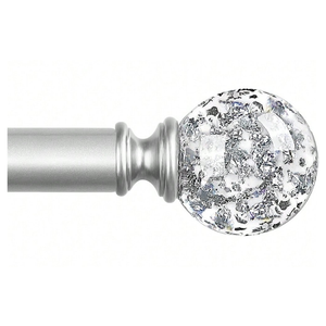 Curtain Rods 32 to 58 Inches (2.6-4.8ft), Antique Silver Single Curtain Rod for Windows, 7/8 Inch Decorative Drapery Rod with Round Clear  Finials