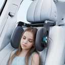 Car Headrest Pillow with Hook, Adjustable Car Seat Neck Support with Memory Foam & Ice Silk, 360° Rotating Travel Sleeping Headrest for Kids & Adults