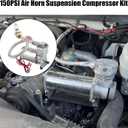 12V 150PSI Air Horn Suspension Compressor Kit 3/8 NPT Silver | Heavy Duty, Mini Onboard, with 1/4 NPT Adapter, for Car Train Truck Horn/Bag/Suspension