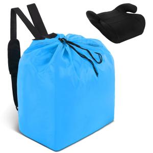 Booster Seat Travel Bag for Airplane Durable Backless Car Seat Bags Cover for Waterproof Foldable Airport Check Backpack with Padded Shoulder Straps (Blue, Solid Color Style)