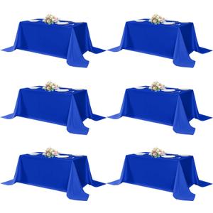 sancua Rectangle Tablecloths 6 Pack - 90x132 Inch - Royal Blue Washable Fabric Cloth Table Cloth, Large Reusable Polyester Table Covers for Wedding, Party, Birthday, Banquet