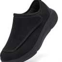 Men's Wide Diabetic Slip-On Shoes Adjustable Comfortable Walking Shoes for Swollen Feet Elderly Foot Pain Relief and Neuropathy Support (8.5 Wide, Black)