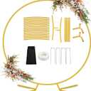 7.2FT Round Balloon Arch Stand Kit,Metal Circle Arch Backdrop Stand for Parties, Gold Wedding Arches Frame with Base for Ceremony Anniversary Birthday Baby Shower Gender Reveal Party Decor