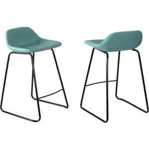 Cortesi Home Ava Counterstools Aqua Blue Faux Leather Set of 2