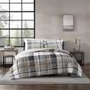 Eddie Bauer - Twin Comforter Set, Reversible Plaid Bedding with Matching Sham, Oeko-Tex Certified, Dorm Essentials (Normandy Grey)