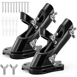 Flag Pole Holder, Anovo Flag Pole Brackets Mount Outside House Heavy-Duty Aluminum Metal Rust Proof Bracket 1" Inner Diameter 2 Positions with Hardwares for Outdoor Wall Mounting Porch(Black-2 Pack)