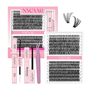 DIY Lash Extension Kit 280Pcs Individual Eyelash Extension Kit 40D50D 0.07D Curl 9-16MIX Lash Clusters Kit with Lash Glue Remover Applicator Easy to Use for Beginners