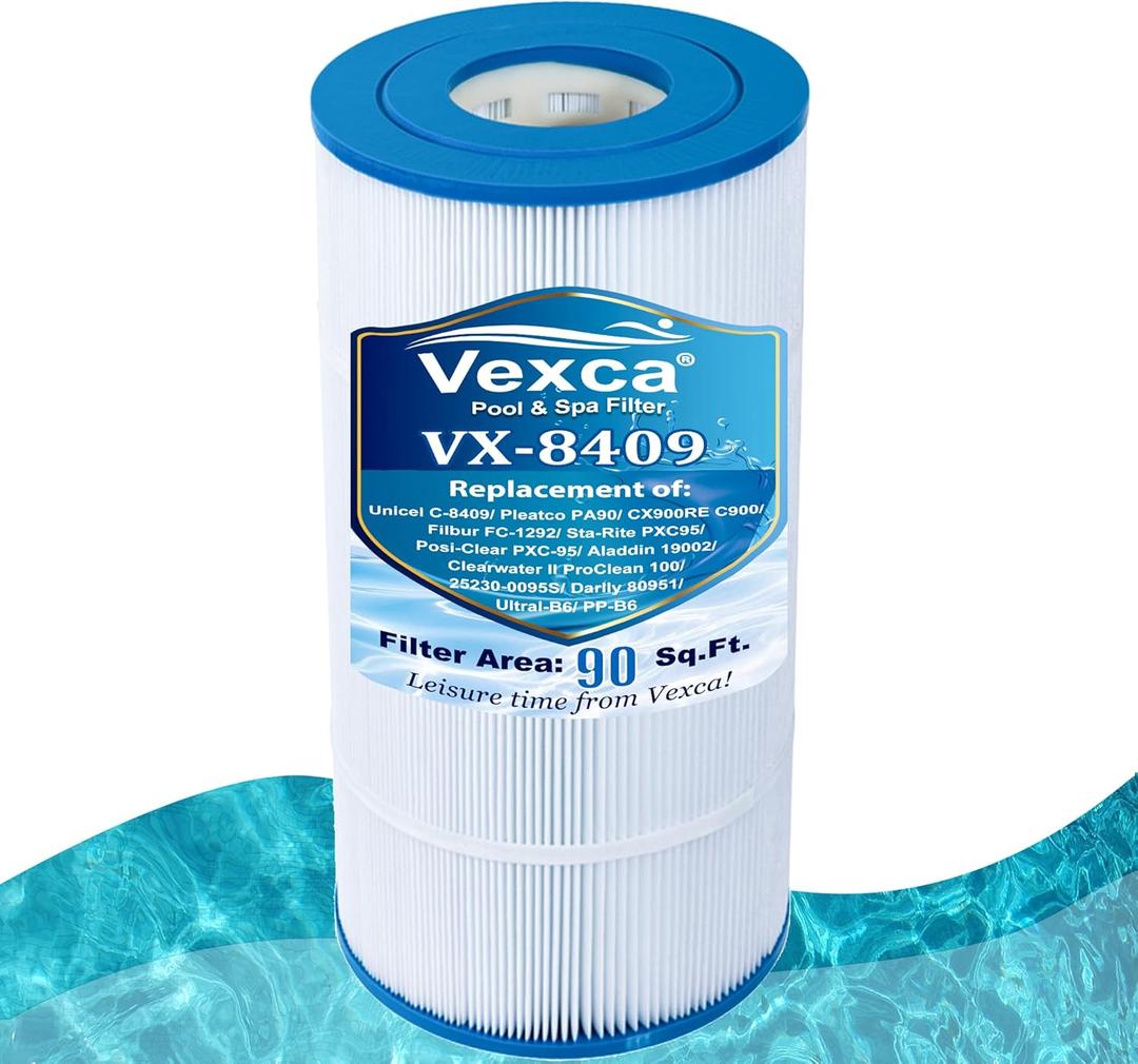 Vexca C900 Pool Filter Cartridge Replacement for Unicel C-8409, Filbur FC-1292, Pleatco PA90, Hayward C900, CX900RE,Sta-Rite PXC95, Ultral-B6, 90 Sq.Ft, 1 Pack