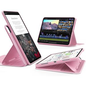 ESR for iPad Pro 11 Inch Case (M5/M4) 2025/2024, Rotating Case with Removable Magnetic Cover, Adjustable Portrait/Landscape Stand, 9 Standing Angles, Shift Series, Pink