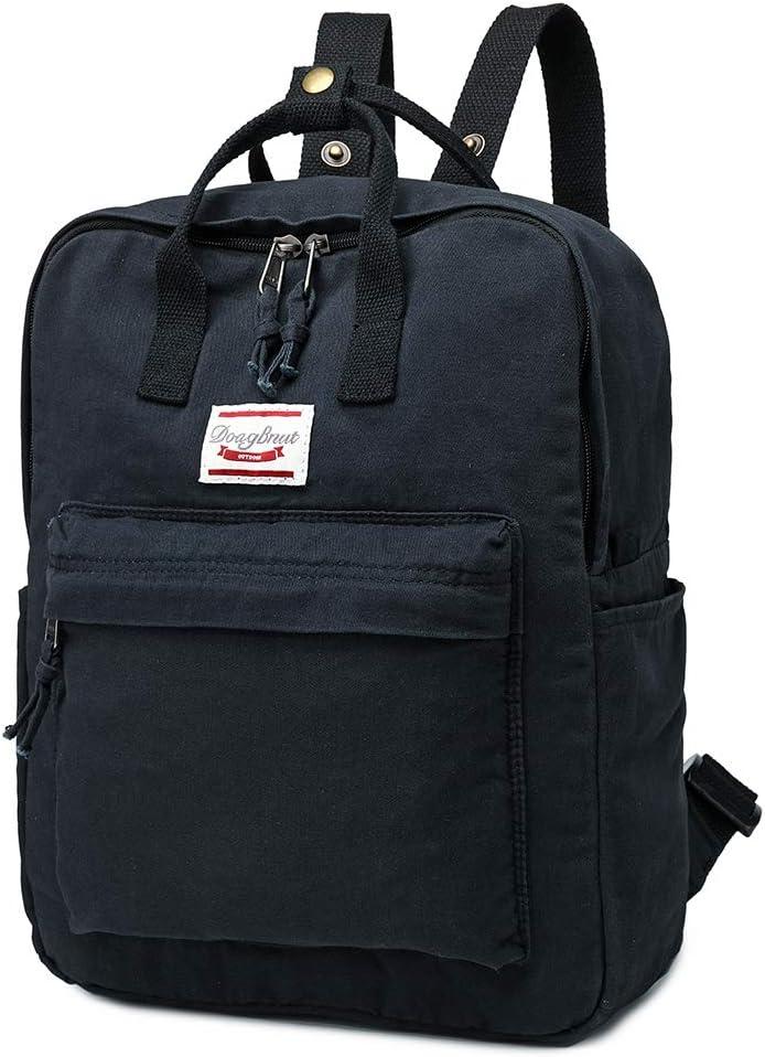 LuckyZ Small Cloth Backpacks Womens Casual Style Lightweight Canvas Backpack Book Bag Travel Daypack Handbag Purse, Black