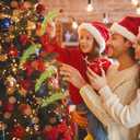 15.7 Inch Fluffy Christmas Tree Topper with 12 Pcs Green & Red Picks - Pampas Grass Xmas Decor for Tree, Holiday Party & Home Decorations