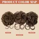 SARLA 2PCS Brown Messy Bun Hair Pieces for Women Wavy Curly Synthetic Hairpieces for Updos with Tendrils Fake Scrunchies Ponytail Extension Coffee Brown