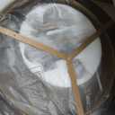 21" Vintage Metal Drum Chandelier, 4-Light E26 Industrial Adjustable Chain Hanging Pendant Light Fixtures for Foyer Entryway Kitchen Bedroom, Golden Bronze Finish