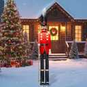 39'' Outdoor Christmas Solider Nutcracker Yard Sign Decor Classic Large Metal Windproof Rainproof Nutcracker with Solar Lights Stake for Garden Xmas Outside Party Patio Home Pathway Decor