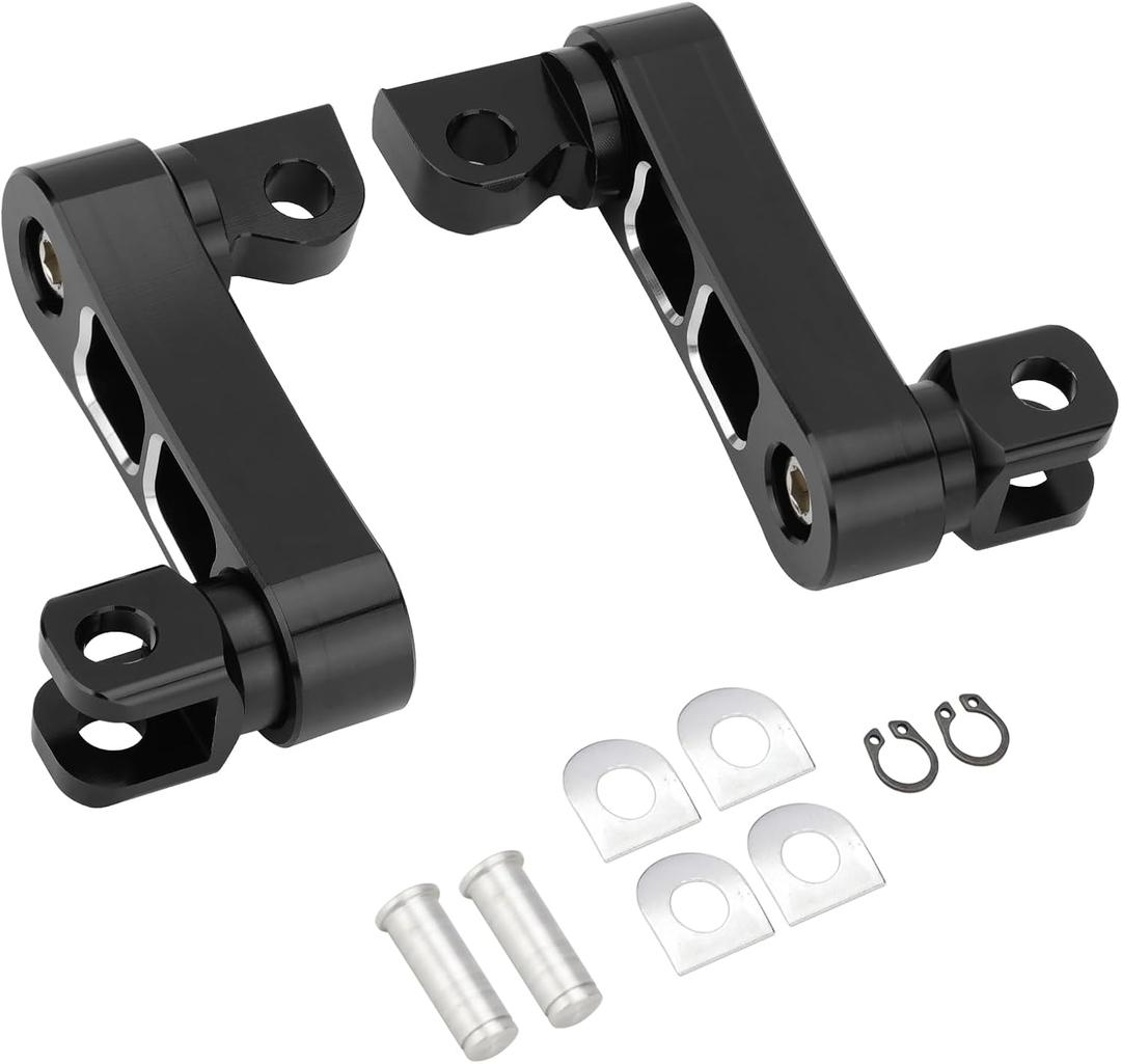Motorcycle Male Mount Foot Peg Extensions Passenger Highway Pegs Clamp Support Brackets Adjustable Black White Replacement for Harley Dyna Softail Touring Sportster Road King Street Glide