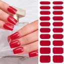 2 x TailaiMei Semi Cured Gel Nail Strips - 20 Pcs Gel Nail Stickers, UV Light Required | Real Polish Salon Quality & Easy to Use (Pearlescent Red341)