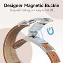 Magnetic Leather Band Compatible with Compatible with Samsung Galaxy Watch 8 40mm/44mm/Classic 46mm 2025,Magnetic Replacement Strap for Galaxy Watch 8 Women Men ((Epsom) Brown band+Silver Buckle)