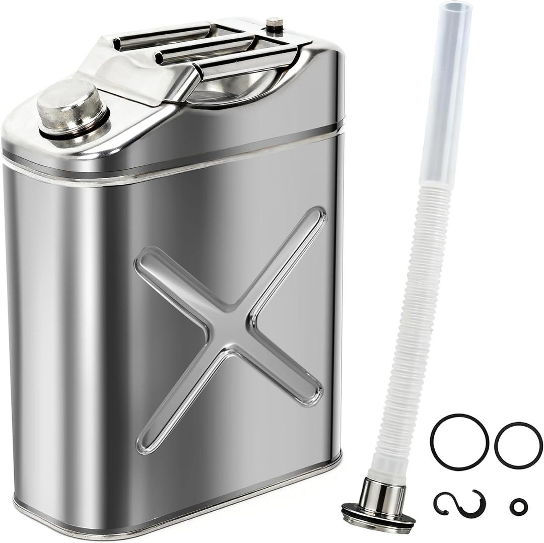 5 Gallon Stainless Steel Water Container for Camping, Leak Proof Stainless Camping Water Can with Filtering Water Guide Pipe/Pressure Relief Valve, Portable Water Tank Jug for Emergency Storage