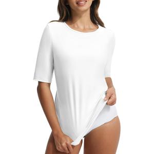 baleaf Rash Guard for Women Quick Dry Swim Shirts Sun Protection Swimsuits Top Lightweight Short Sleeve UPF50+ Surfing Sun Shirts Star White M (White, M)