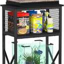 Snughome 10 Gallon Aquarium Stand with Storage, 3 Tier Heavy Metal Fish Tank Stand Shelf 20.47" x 11.42" x 30.91", Black