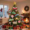 2 x 12 Pcs Funny Dinosaur Christmas Tree Topper, Funny Christmas Tree Hanging Ornaments Includes Merry Christmas North Pole Sign, Dinosaur Xmas Decorations for Tree Home Party